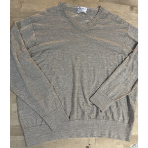 PETER MILLAR men’s Crown Cool V-Neck Sweater Merino Wool Linen Beige Men's 2XL